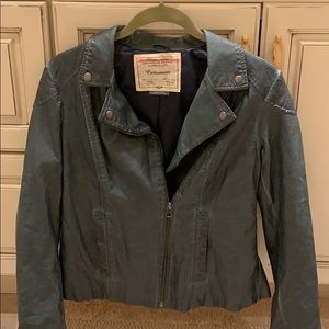 Forest green faux leather jacket